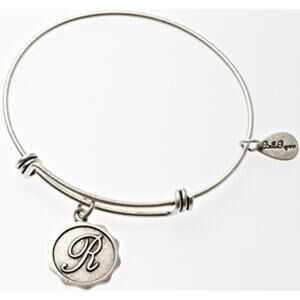Bella Ryann R Adjustable Expandable Silvertone Wire Bangle Bracelet Initial